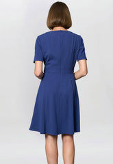 Gina Bacconi Light Navy Elise Belted Shift Dress