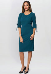 Gina Bacconi Dark Green Gilly 3/4 Sleeve Structured Dress