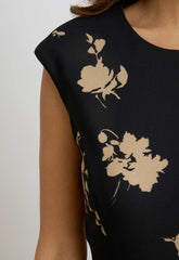 Gina Bacconi BLACK / BEIGE Holli Floral Print Dress