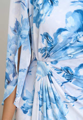 Gina Bacconi BLUE / WHITE Harmony Floral Print Dress