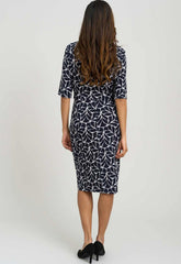 Gina Bacconi NAVY / WHITE Queenie Abstract Print Jersey Dress