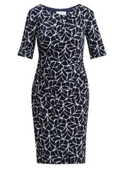 Gina Bacconi NAVY / WHITE Queenie Abstract Print Jersey Dress