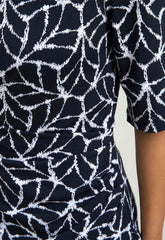 Gina Bacconi NAVY / WHITE Queenie Abstract Print Jersey Dress