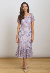 Gina Bacconi Lavendar Mildred Lace Midi Dress