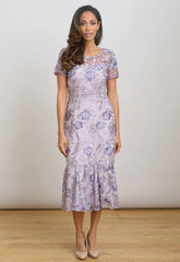 Gina Bacconi Lavendar Mildred Lace Midi Dress
