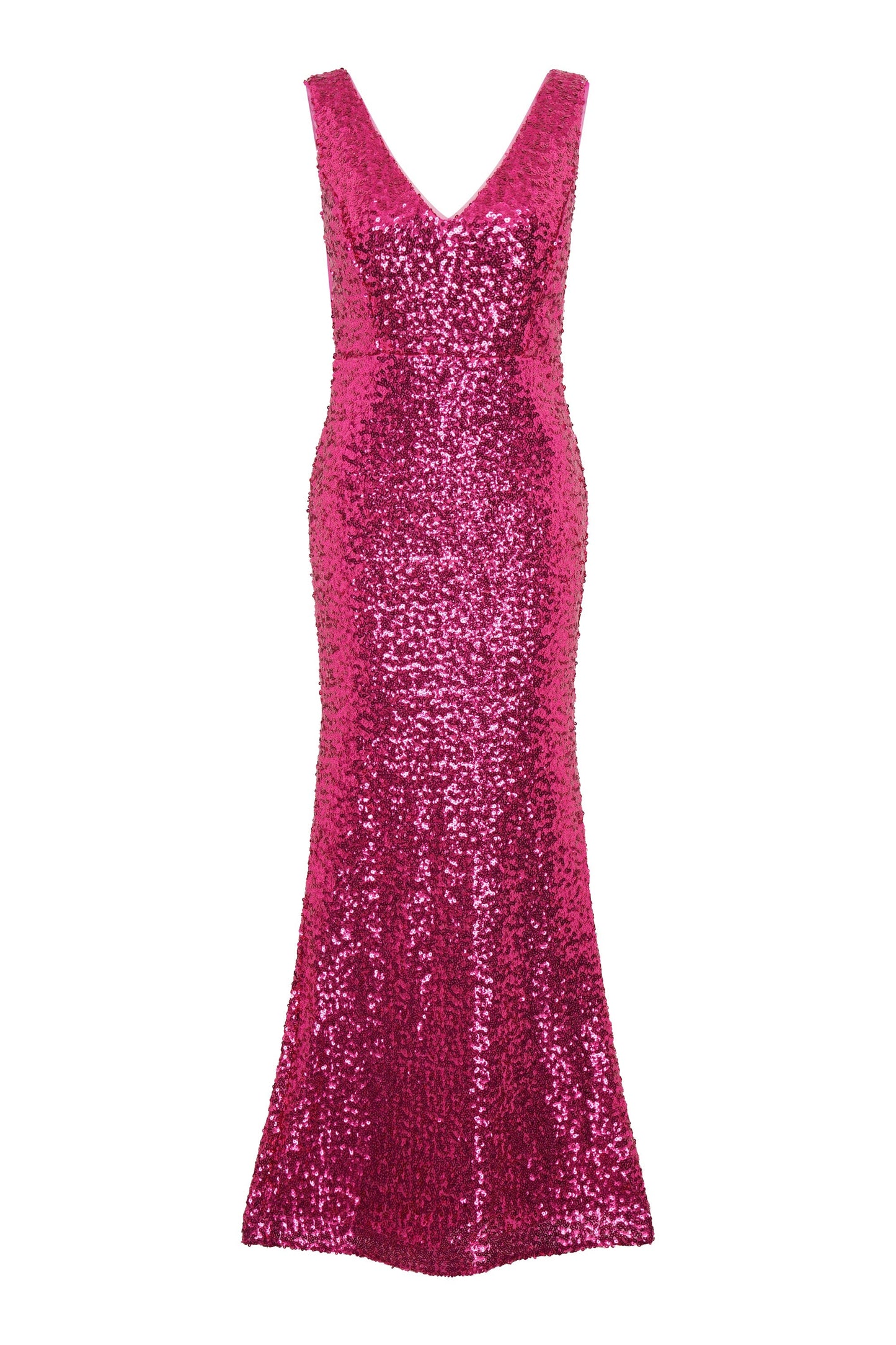 Gina Bacconi FUCHSIA Miller Sequin V Neck Maxi Dress