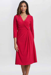 Gina Bacconi Magenta Antonia Jersey Wrap Dress