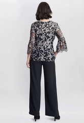 Gina Bacconi Black Brianna Embroidered Blouse