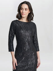 Gina Bacconi Black Angelina Sequin Shift Dress