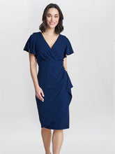 Gina Bacconi Blue Glenda Metallic Midi Dress