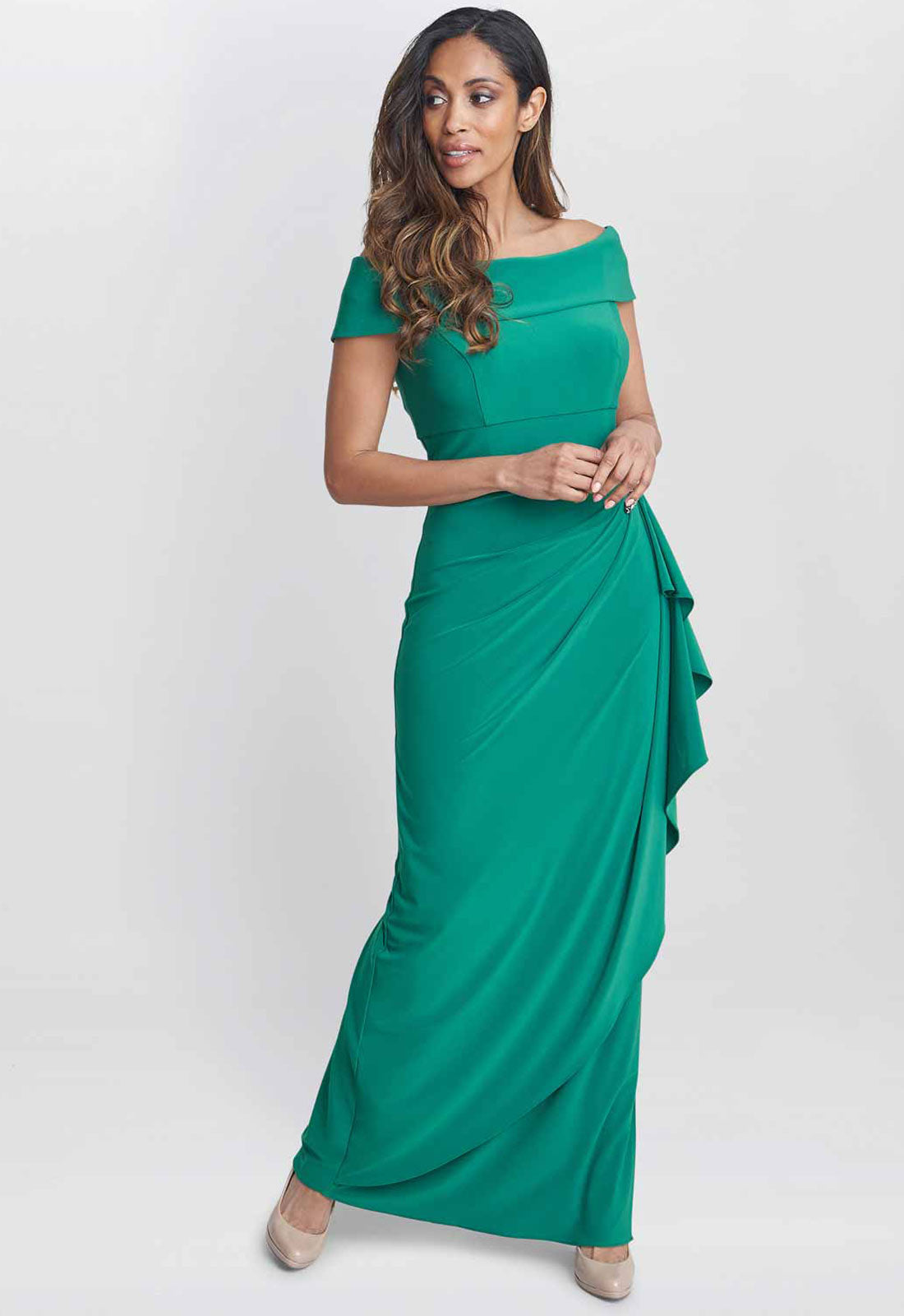Gina Bacconi Jade Jodie Off Shoulder Jersey Dress