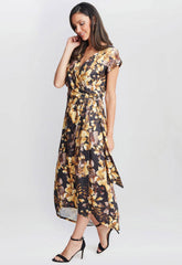 Gina Bacconi Black Remi Printed Maxi Dress