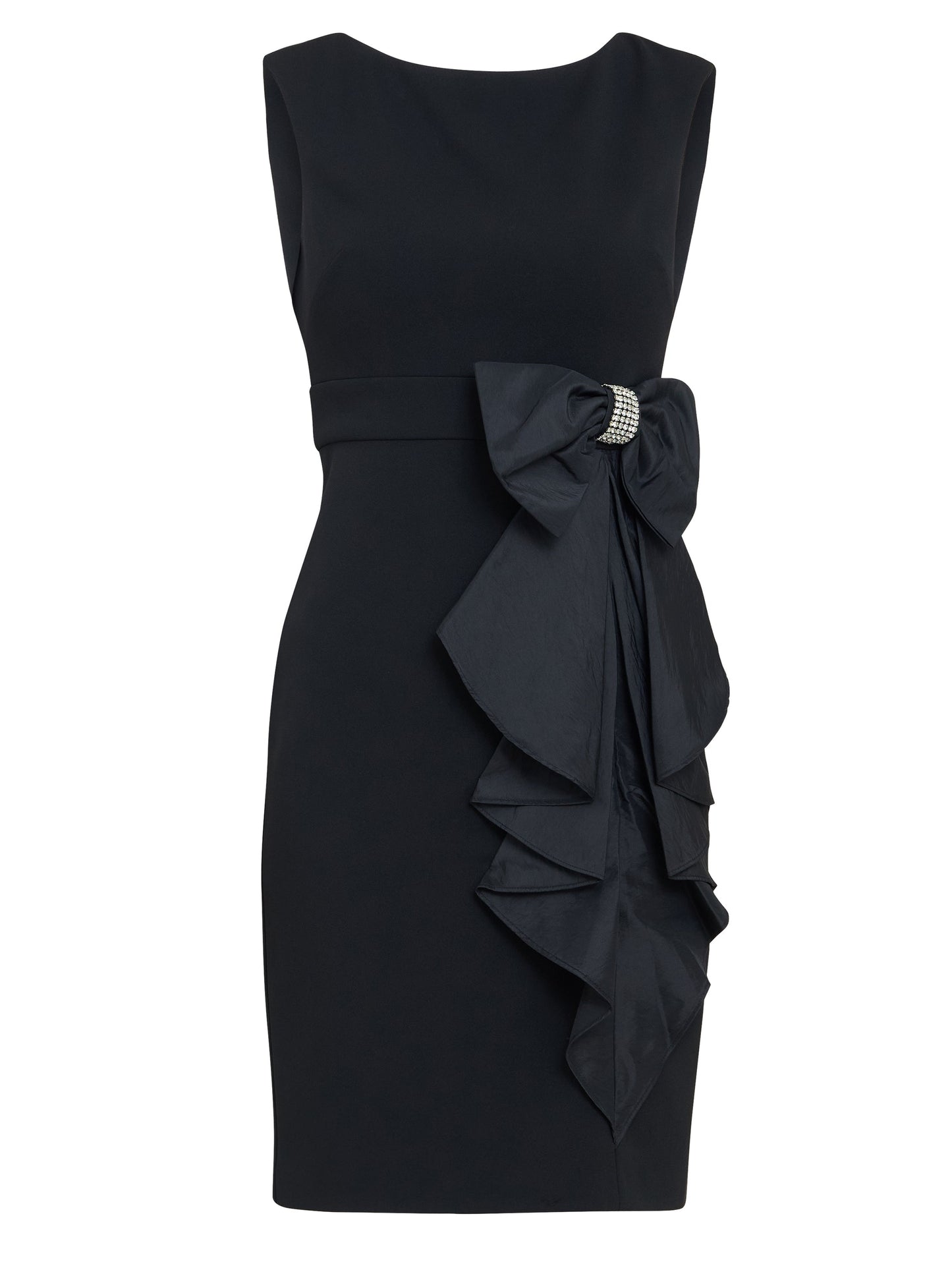 Gina Bacconi Black Arabella Crepe Taffeta Combo Dress