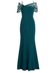 Gina Bacconi Dark Green Jessie Off Shoulder Maxi Dress