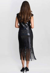 Gina Bacconi Black Breanna Sequin Cocktail Dress