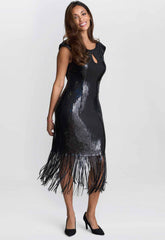 Gina Bacconi Black Breanna Sequin Cocktail Dress