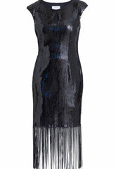 Gina Bacconi Black Breanna Sequin Cocktail Dress