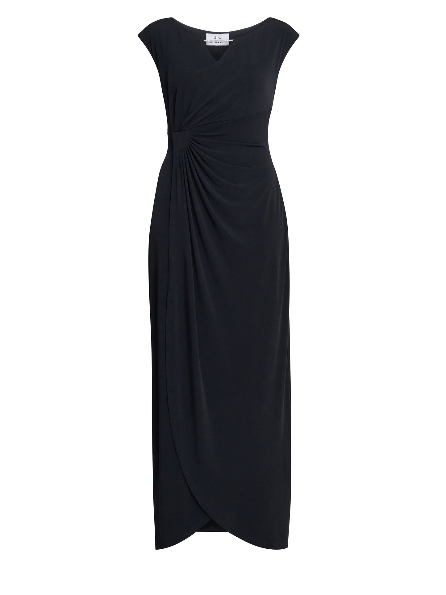 Gina Bacconi Black Eileen Wrap Maxi Dress