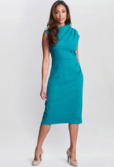 Gina Bacconi Aqua Margaret Sleek Midi Dress