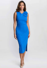 Gina Bacconi Blue Maddie One-Shoulder Ruffle Midi Dress