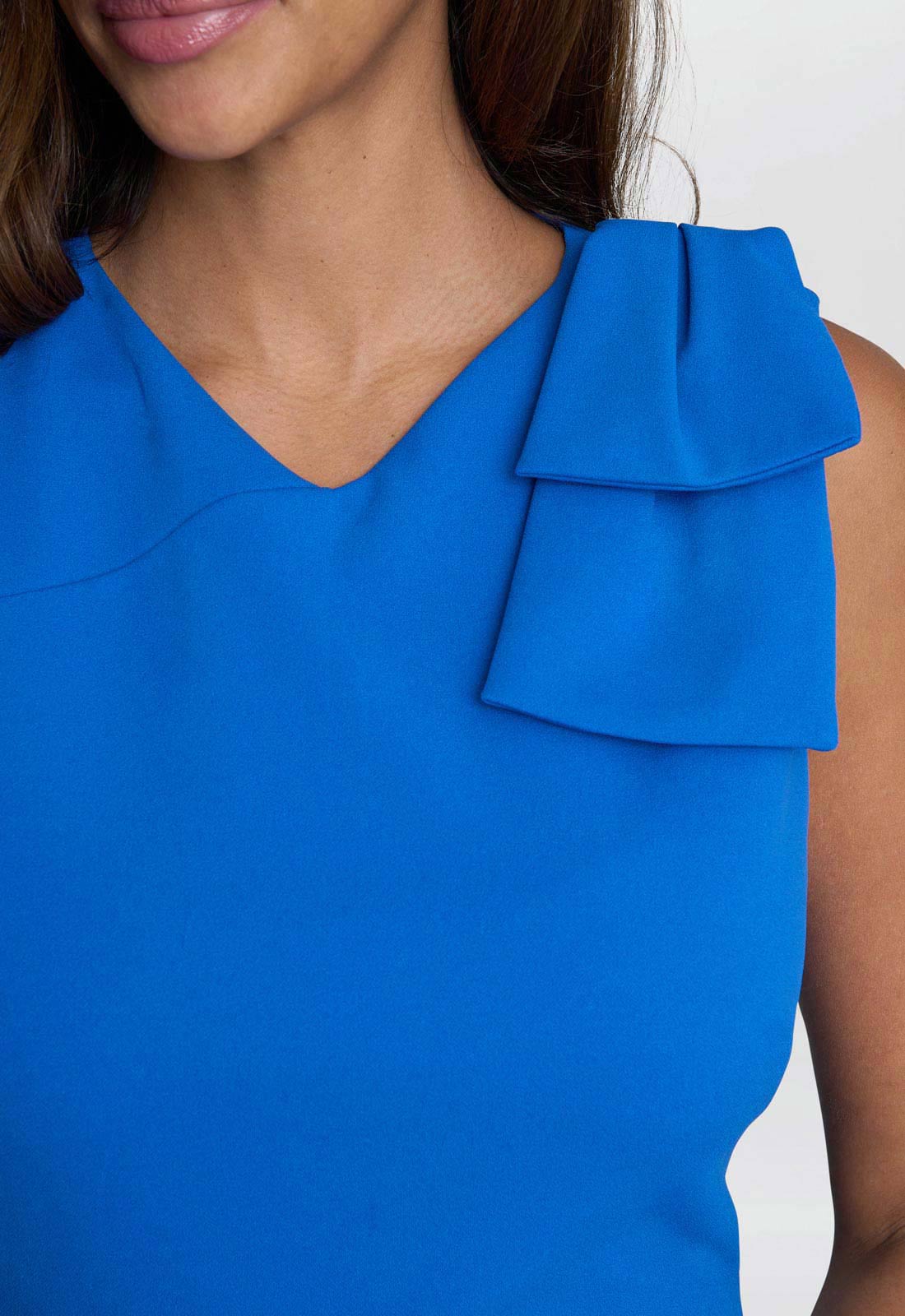 Gina Bacconi Blue Maddie One-Shoulder Ruffle Midi Dress