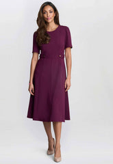 Gina Bacconi Burgundy Mel Fit And Flare Midi Dress