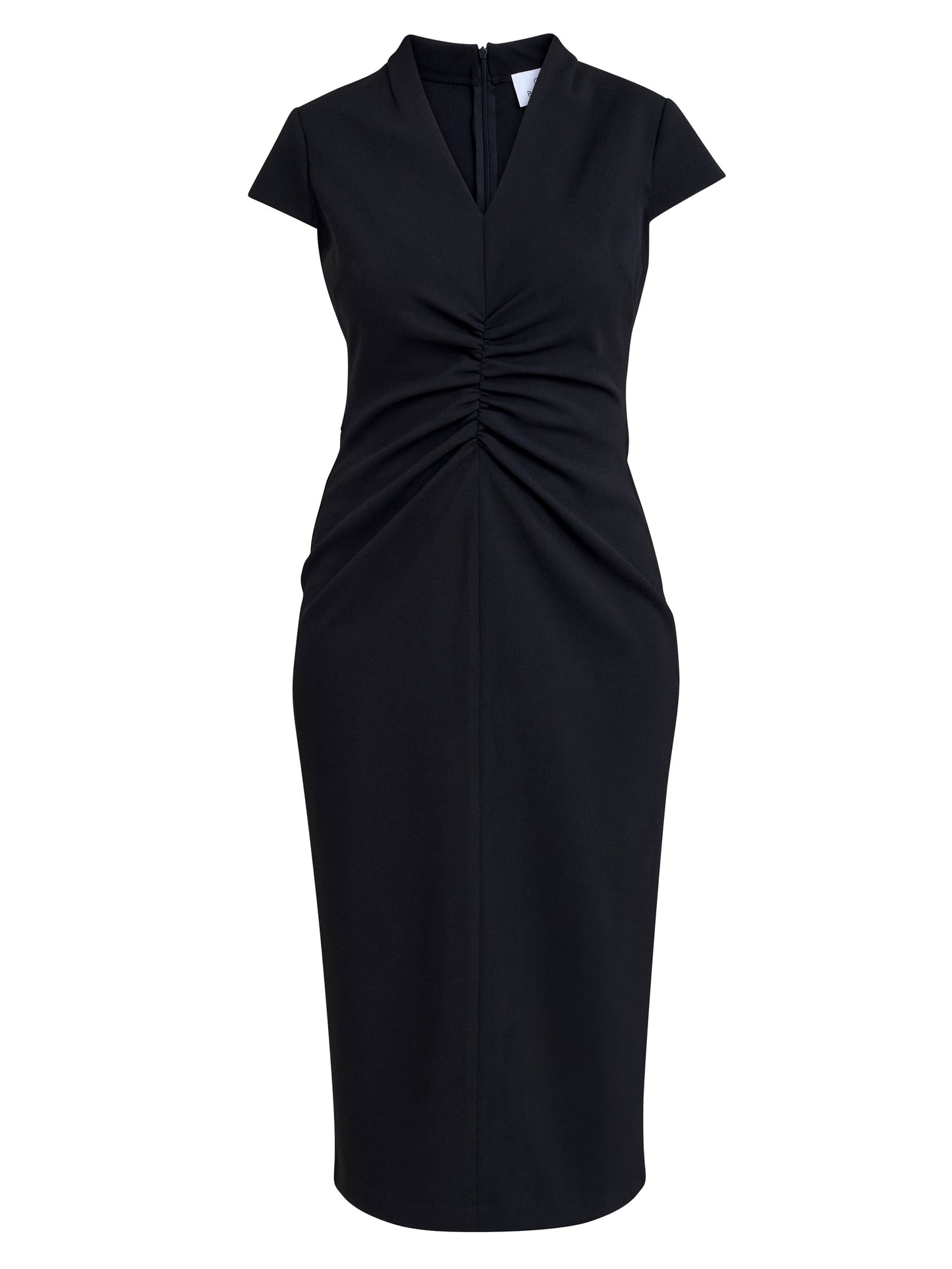 Gina Bacconi Black Maurine Ruched Midi Dress