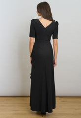 Gina Bacconi Black Paola Beaded Neck Maxi Dress
