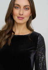 Gina Bacconi Black Pauline Velvet Maxi Dress With Sequin Sleeves