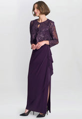 Gina Bacconi Aubergine Susanne Maxi Dress With Lace Jacket