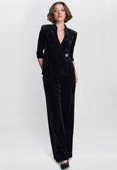 Gina Bacconi Black Tayla Velvet Wrap Blouse