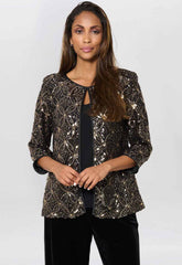 Gina Bacconi Black Tarin Embellished Top