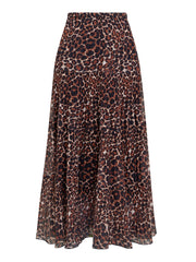 Gina Bacconi Brown Kristy Leopard Print Maxi Skirt