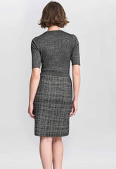 Gina Bacconi Black / Gold Antonella Button Detail Knit Dress