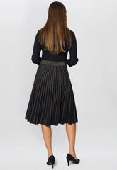 Gina Bacconi Black Apple Pleated Midi Dress