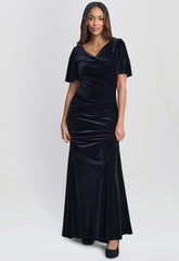 Gina Bacconi Black Minka Velvet Maxi Dress With Cowl Neck
