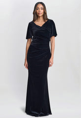 Gina Bacconi Black Minka Velvet Maxi Dress With Cowl Neck