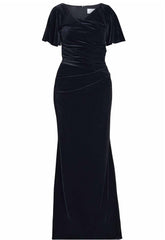 Gina Bacconi Black Minka Velvet Maxi Dress With Cowl Neck