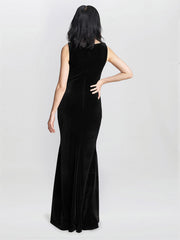 Gina Bacconi Black Selena Velvet Maxi Dress