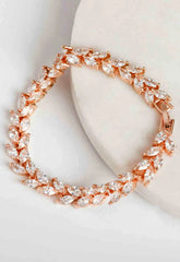 Always Chic Rose Gold Crystal Leaf Tennis Bracelet
