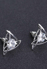 Always Chic Silver Triangle Diamante Stud Earrings