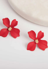 Always Chic Red 3D Floral Stud Earrings