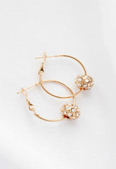 Always Chic Gold Crystal Ball Hoop Earrings