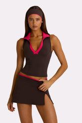 Soft Active Collared Tank Top in Truffle