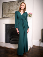 Gina Bacconi Green Petra Jersey Knot Front Maxi Dress