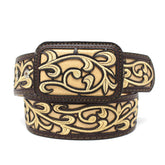 Laser Cowboy Belt w/ Embroidery - Café