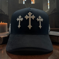 Last Supper Silver Cross Black Snapback Hat