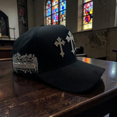 Last Supper Silver Cross Black Snapback Hat