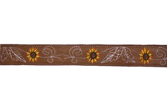 Leather Sunflower Belt w/ Square Buckle - Honey