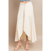 Linen Wrap Maxi Skirt - Cream